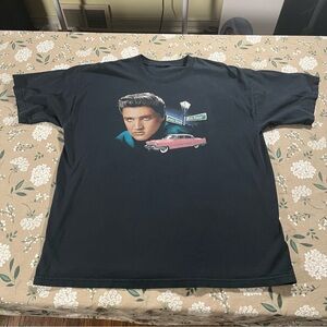 Vintage Graceland Elvis Presley T Shirt Mens XL Black Short Sleeve 90s Graphic
